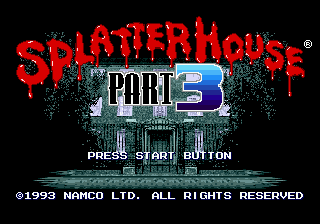 Splatterhouse 3 title screen for Sega Genesis
